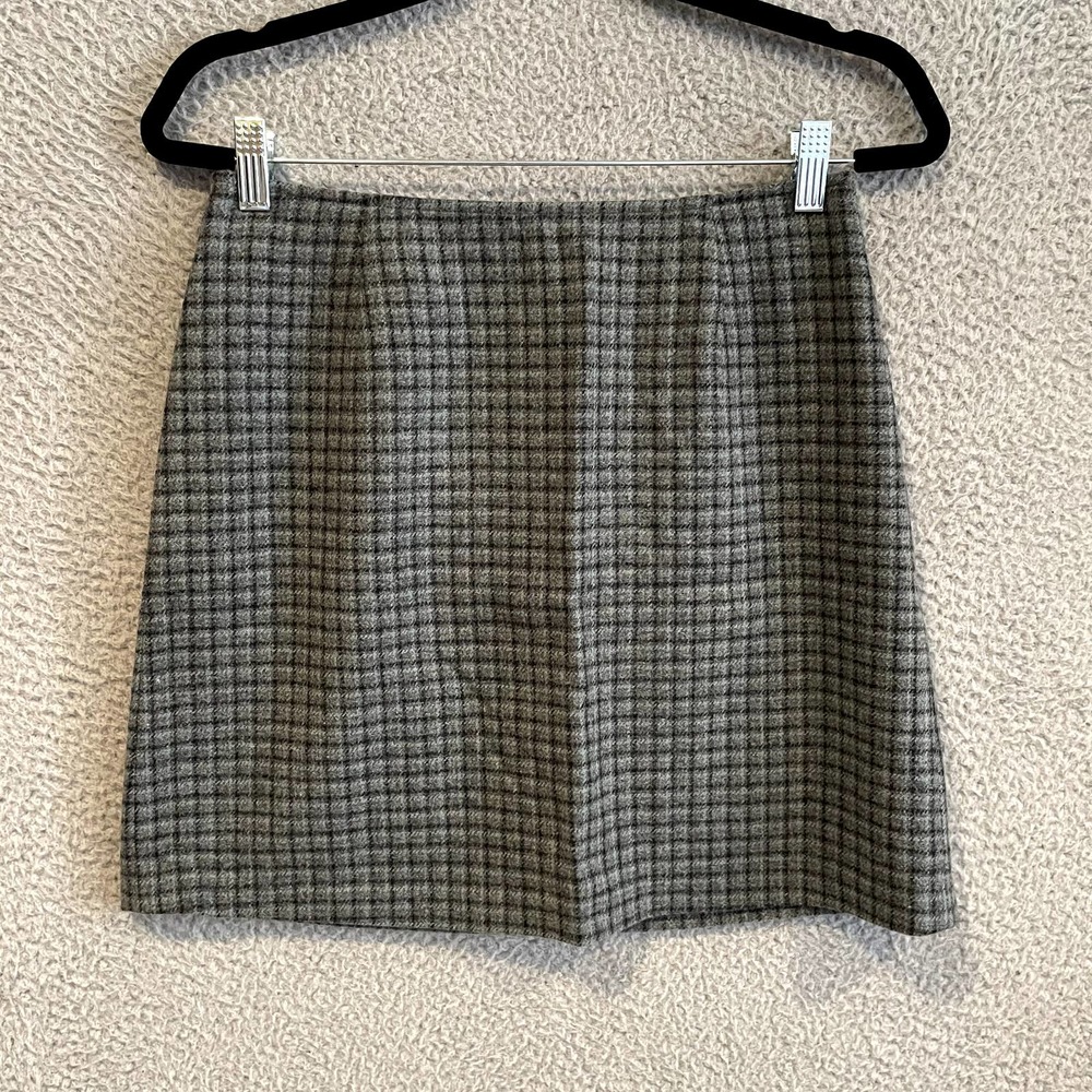 J Crew Vintage Wool Plaid Skirt Gray - 10